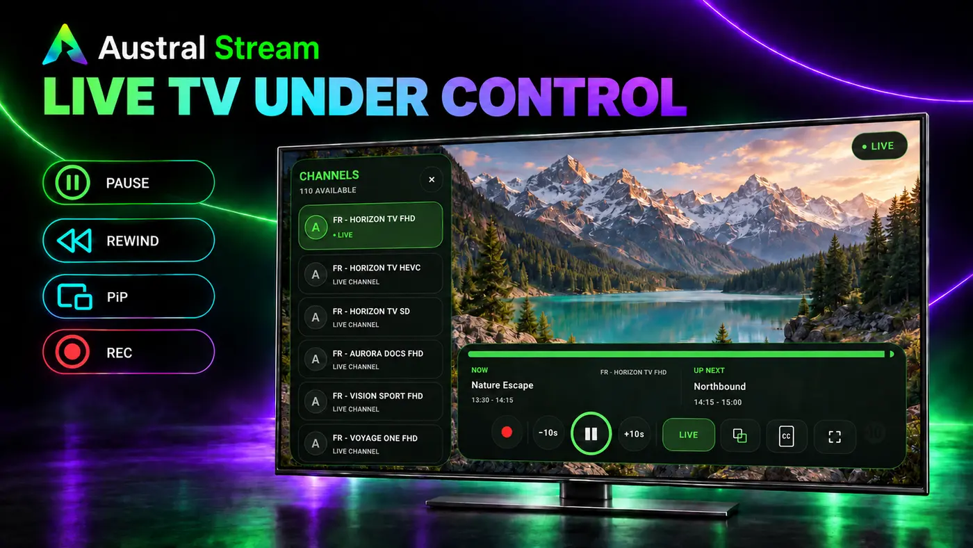 Live TV controls in Austral Stream